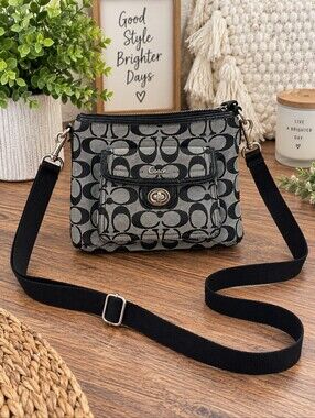 Coach Satchel gray and black with Strap